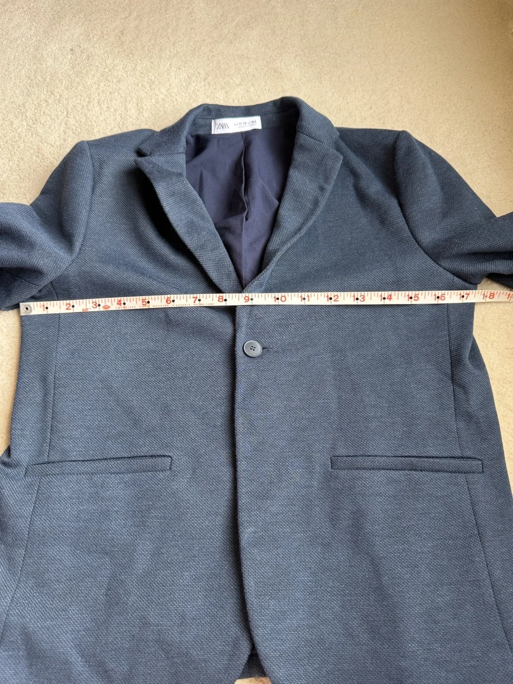 Zara Navy Blue Suit Sport Coat Blazer Jacket Boys Size 11-12